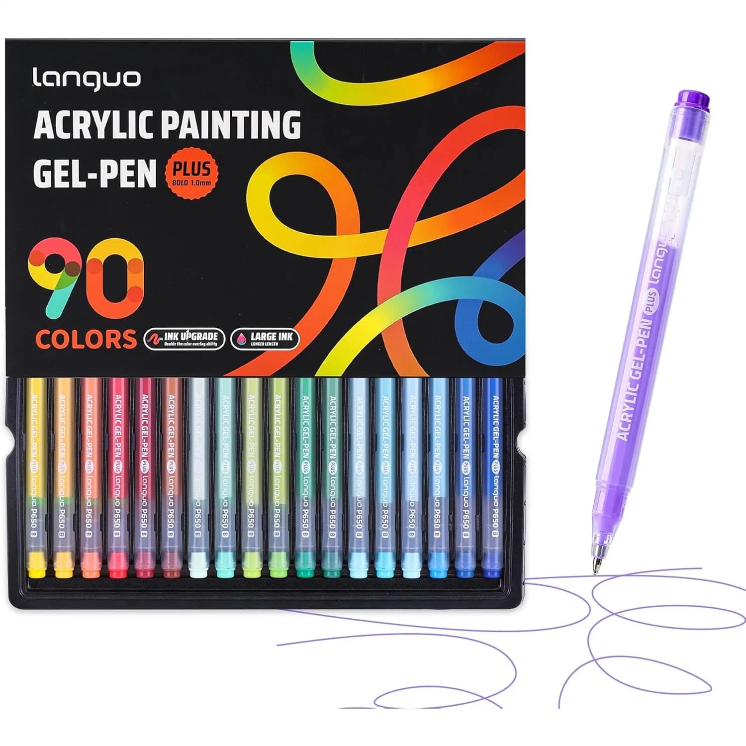 Set di 90 Penne Gel Acriliche, Penne 3D con Punta a Proiettile da 1,0 mm per Colorare per Adulti, Disegno su Roccia, Vetro, Tessuto, Materiali Artistici Fai-da-Te