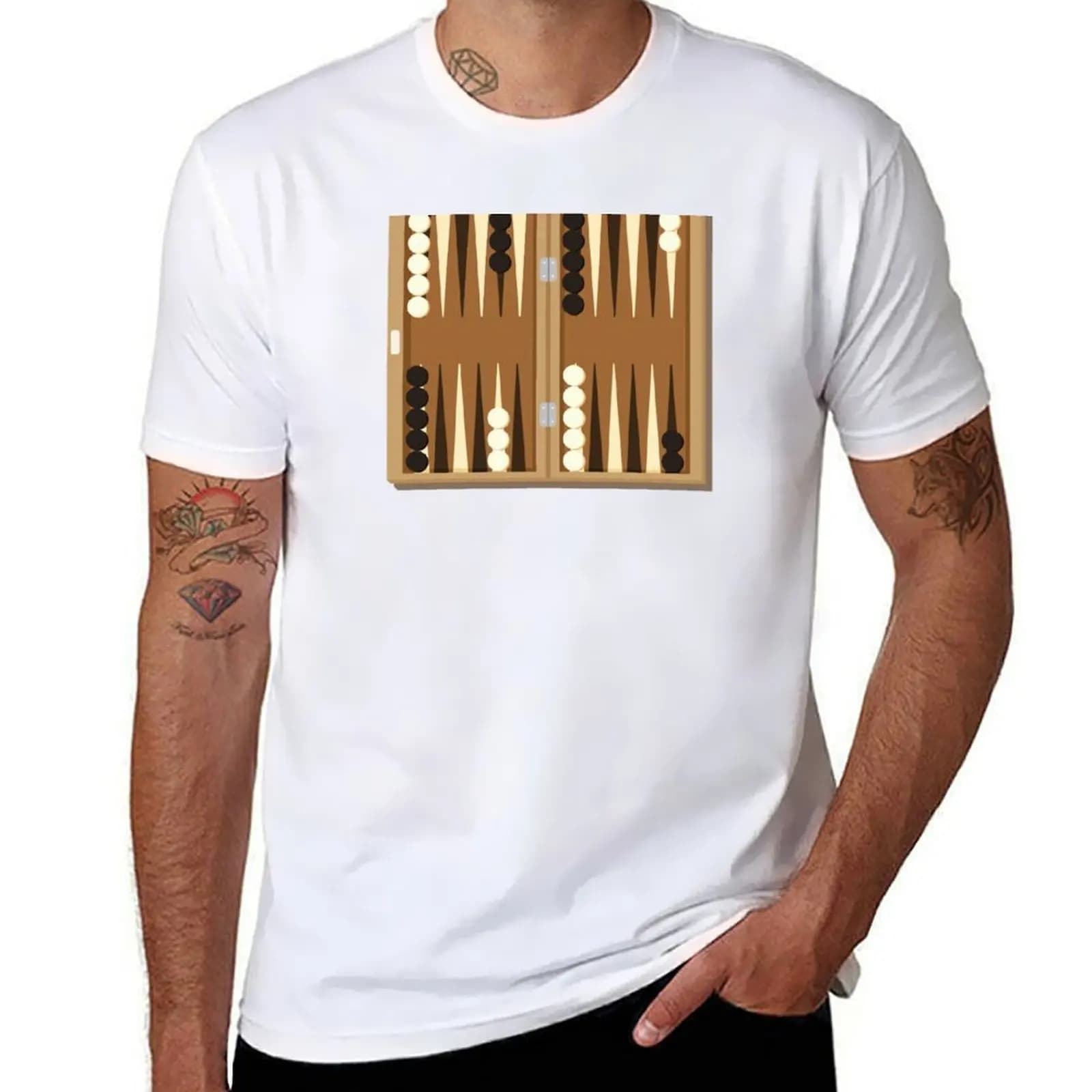 T-shirt con stampa originale BACKGAMMON BOARD, maglietta casual
