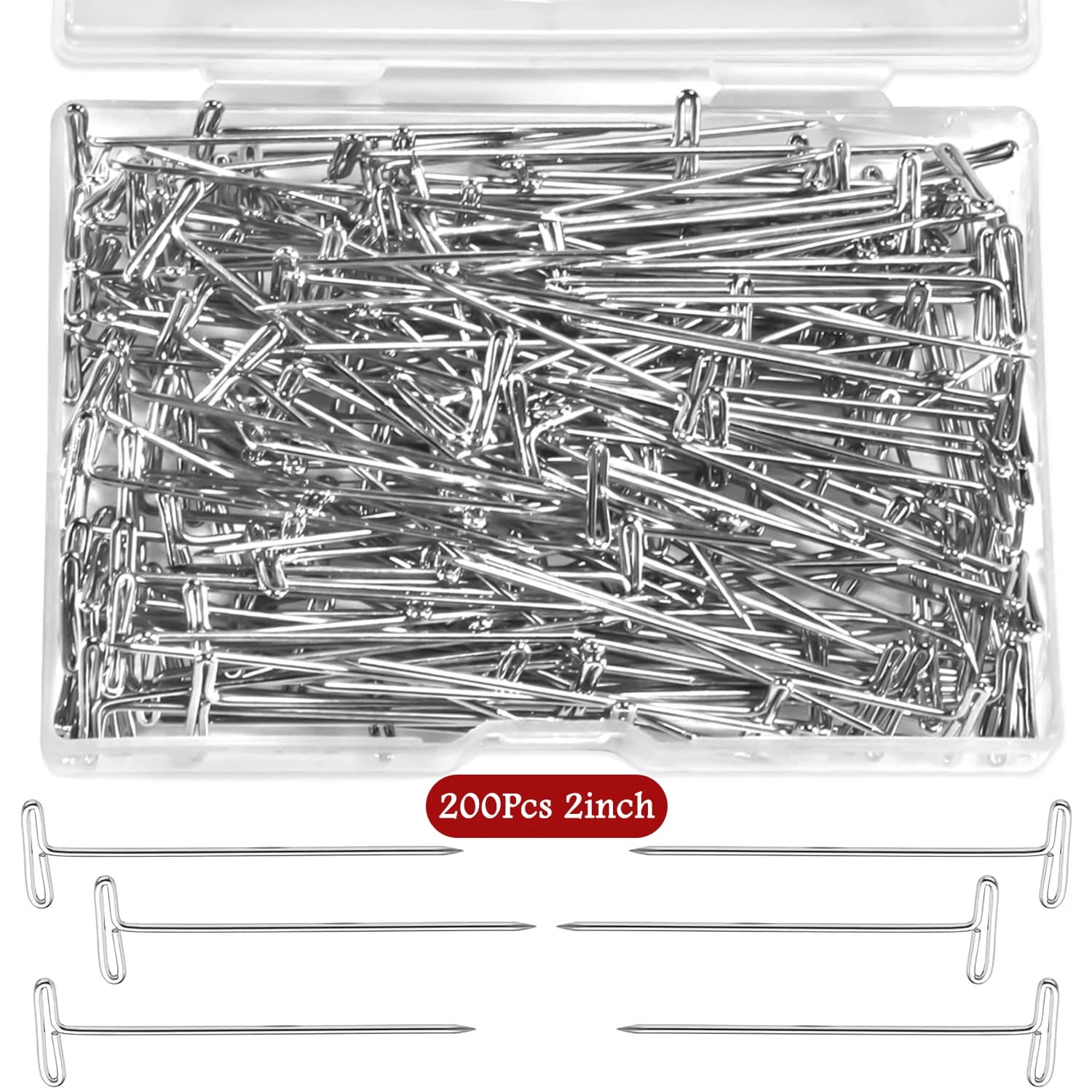 200 pz T Spilli Per Parrucca Perno Per Cucire In Acciaio Per Parrucche Artigianato 2 Pollici Perni di Bloccaggio per Maglieria Modellazione Creazione di Gioielli Perni Dritti