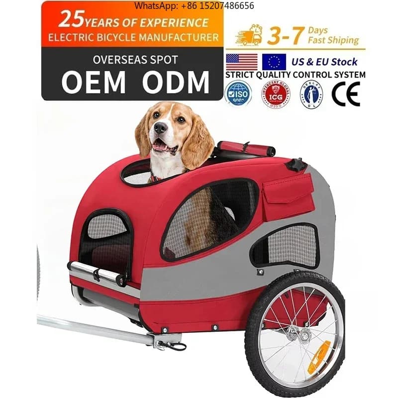 EU Ship Sepnine 10801 Camping Wagon Outdoor Cycling Pet Carrier Bike Trailer Stroller Foldable Breathable Universal Dogs Cats