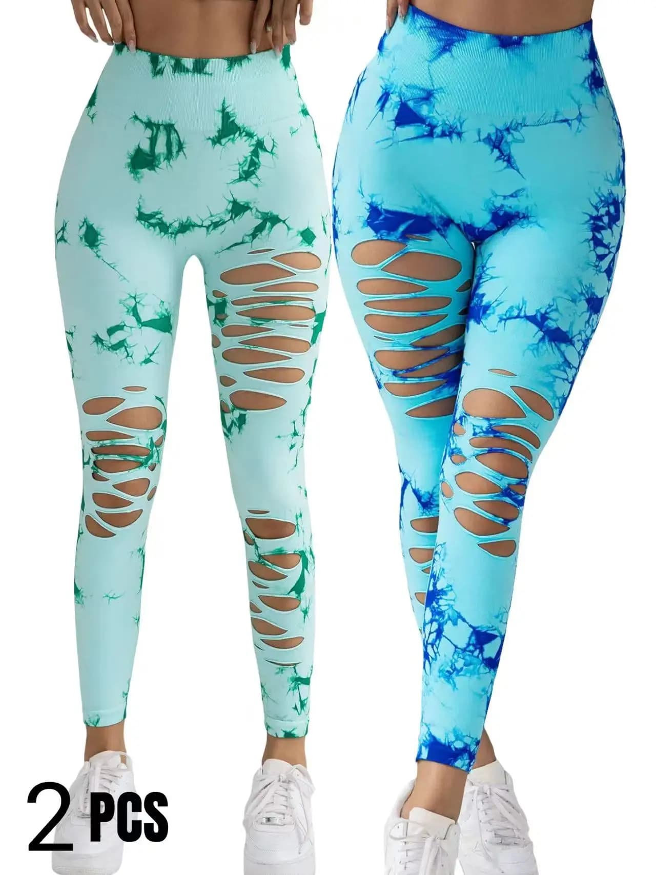 Pack of 2 yoga pants with high waist, tie-dye, new style