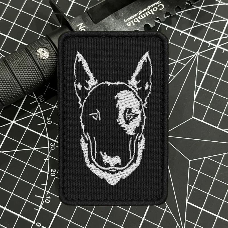 Embroidered patches "Bull Terrier" Toppa with hook and ring for cute dogs on clothes Military moral instincts Bracelets for tactical backpack