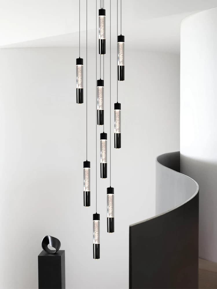 Lampadario Moderno per Decorazione Domestica, Lampada a Sospensione a Doppio Strato per Soffitta, Luce a Sospensione per Soggiorno, Illuminazione a Soffitto per Scale e Sala da Pranzo