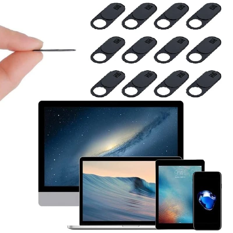 Cover per webcam AAA87, confezione da 12 coperture per fotocamera Web dal design ultra sottile per laptop, PC, MacBook, IMac, computer, iPad, Pro- Nero