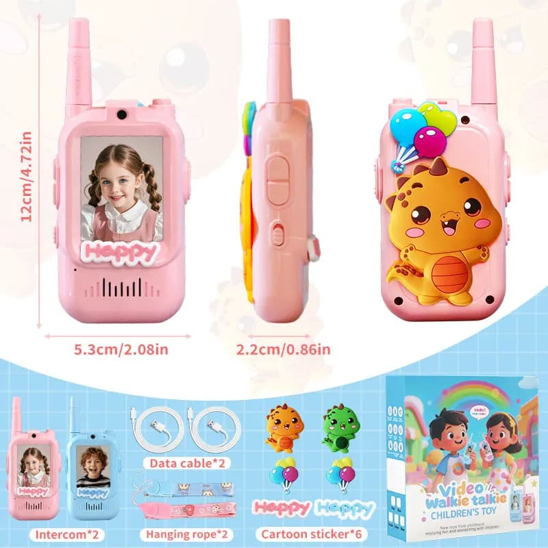 Video Walkie Talkie per bambini Confezione da 2 pollici ricaricabile Cambia voce con schermo ad alta definizione per gadget per bambini Regalo tecnologico
