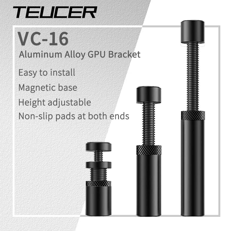 TEUCER VC-16 Supporto per scheda grafica GPU Supporto girevole telescopico verticale Supporto per scheda video con staffa magnetica