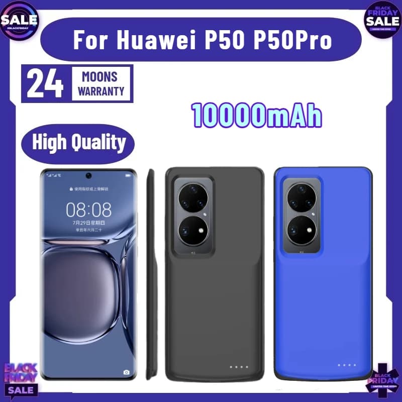 10000mAh Power Case for Huawei P50 Pro Battery Charger Cases Shockproof Power Bank Large Capacity Portable Battery