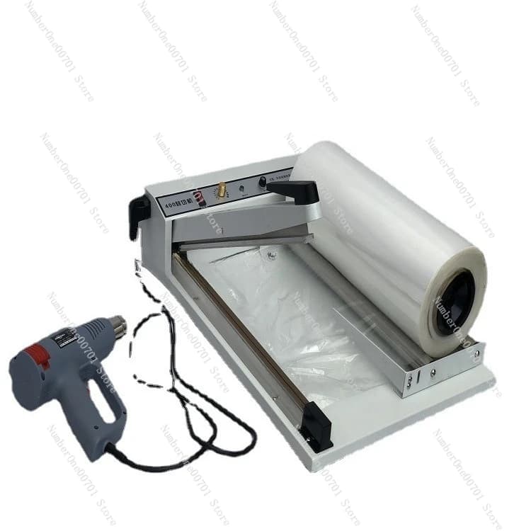 Sigillatrice a L da 600mm e Tunnel Termoretraibile Combinati, Macchina Manuale per Imballaggio con Pistola Termica