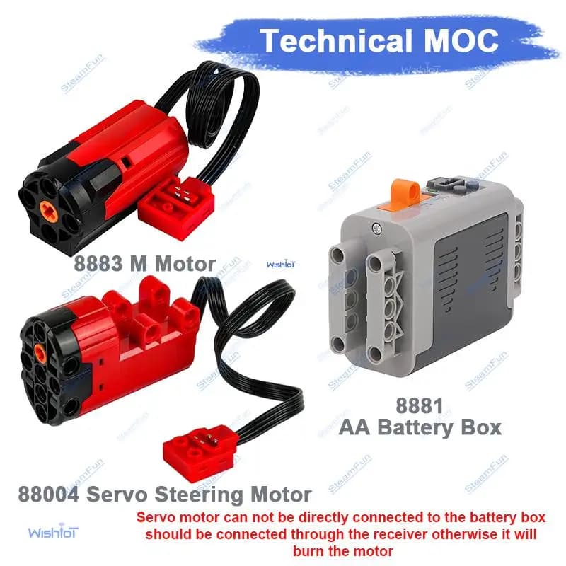 Set di Blocchi da Costruzione MOC Technical Power Functions con Motore Servo 8883 88004 e Scatola Batterie AA 8881, Compatibile con Robot di Tutte le Marche