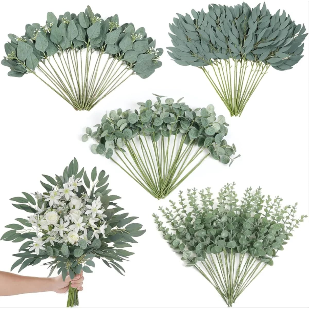 10/20pcs Foglie di Eucalipto Artificiale Steli Bouquet FAI DA TE Disposizione Floreale Piante Verdi Soggiorno Decor Sposa Decorazione di Nozze