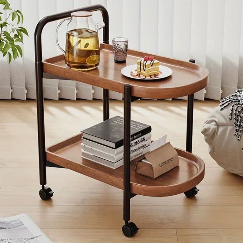 Tavolino Laterale con Ruote in Stile Nordico, Tavolino da Divano con Rotelle - Adatto per Arredamento e Stoccaggio in Stile Moderno