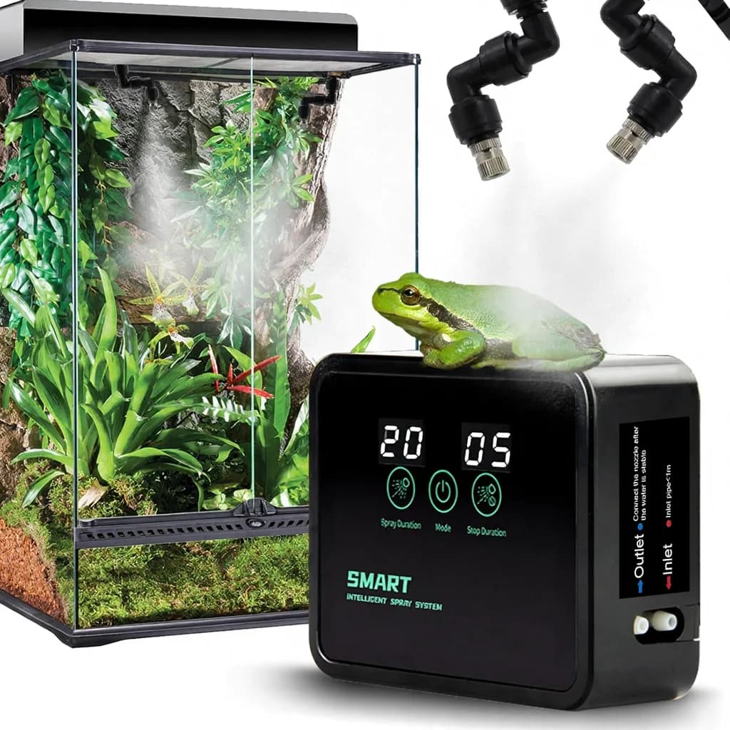 Umidificatori per Rettili, Sistema di Nebulizzazione Intelligente per Terrari, Timer Automatico, Ugelli Regolabili a 360°, per Camaleonti