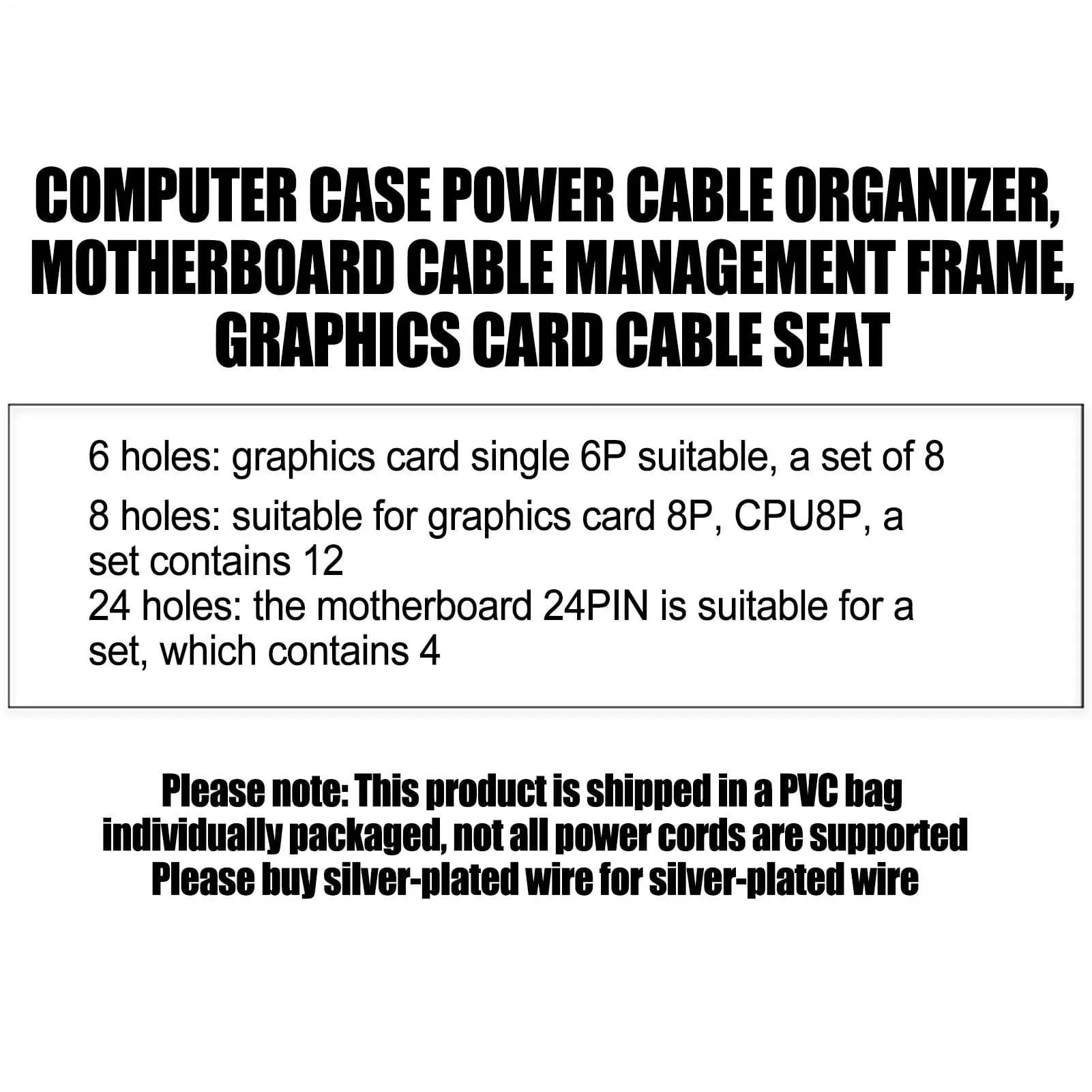Pettine per cavi Scheda madre Pettine per cavi da 6/8/24 pin Morsetto per gestione cavi per computer Cavo di alimentazione per PC Clip Organizer Dresser