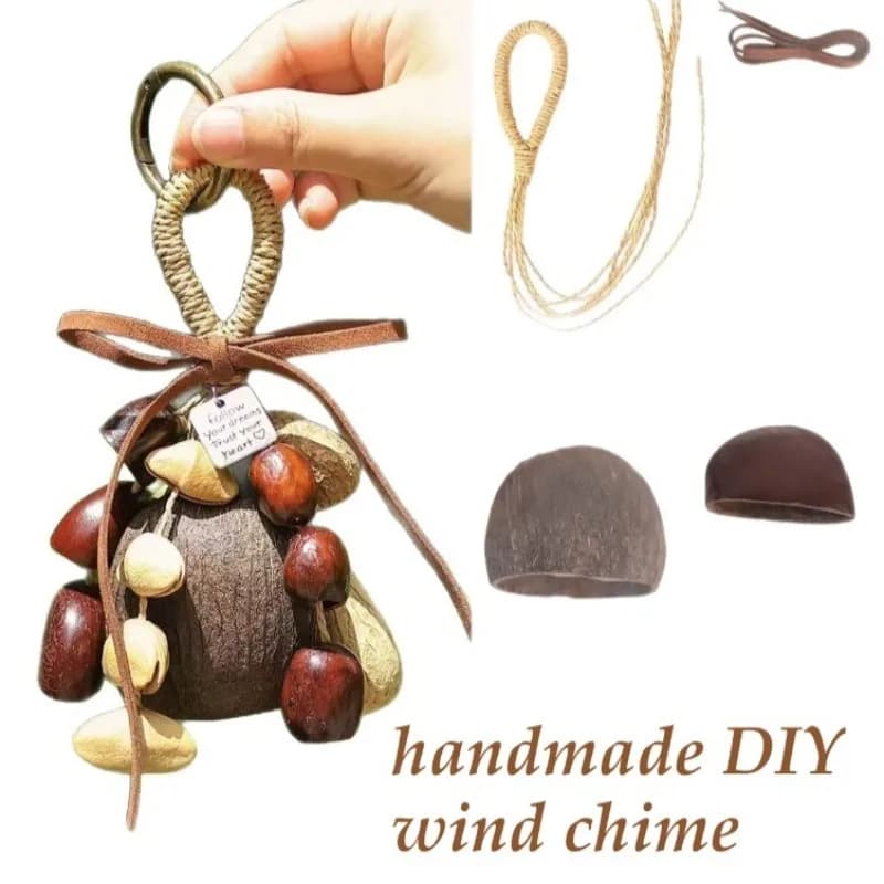 DIY Handmade Wind Chime Natural Fruit Shells Bell Material Mini Healing Meditation Handbell Percussion Instrument Accessories