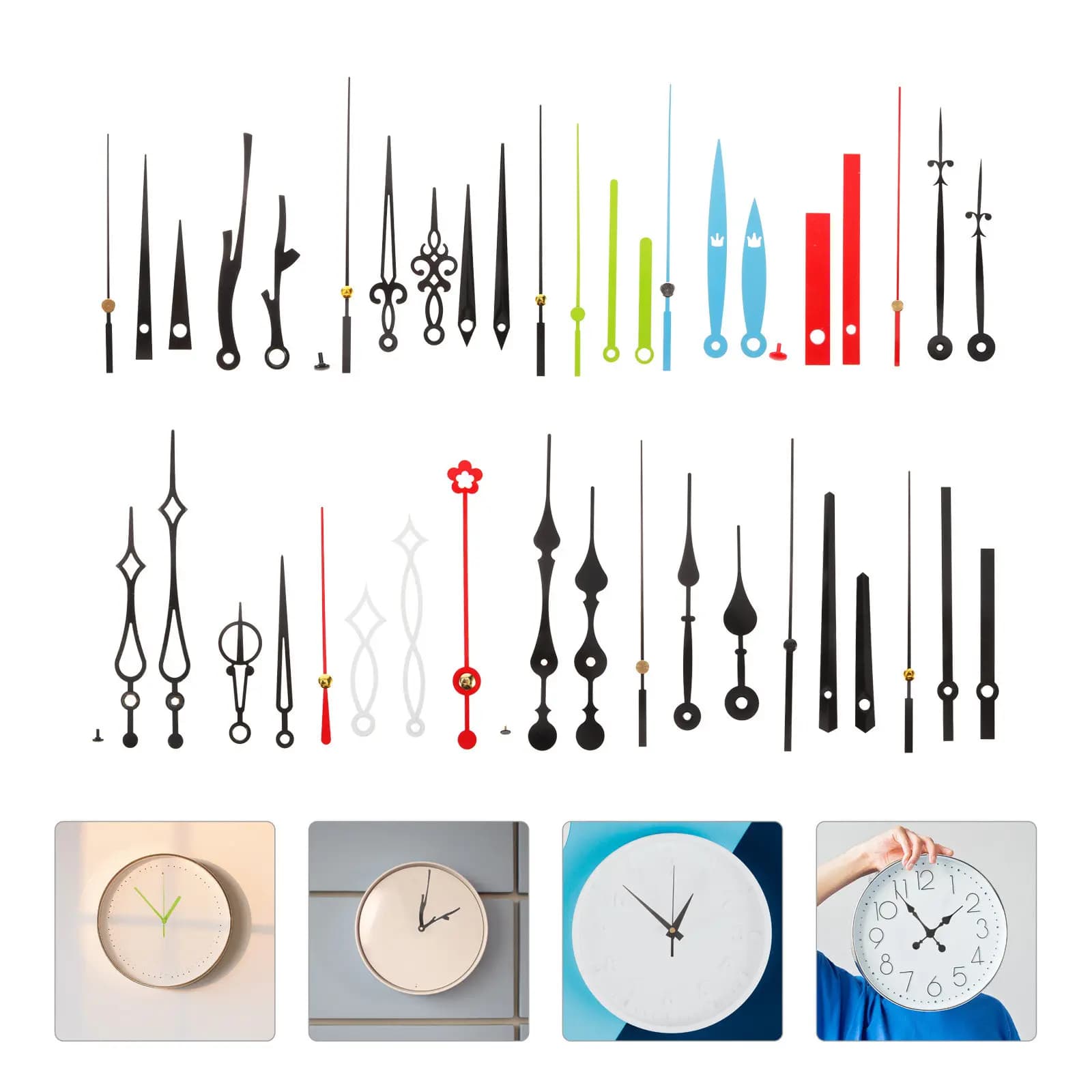 15 Set di Parti per Orologi, Kit Meccanismo Fai-da-Te, Lancette, Accessori per Riparazione e Sostituzione Orologi da Parete