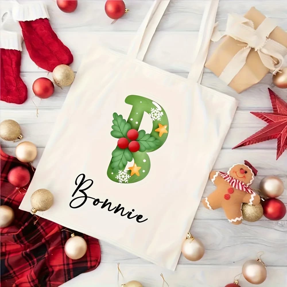 Seasonal Winter Holiday Tote Bag Durable Reusable Canvas Handbag For Carrying Presents Snacks And Essentials