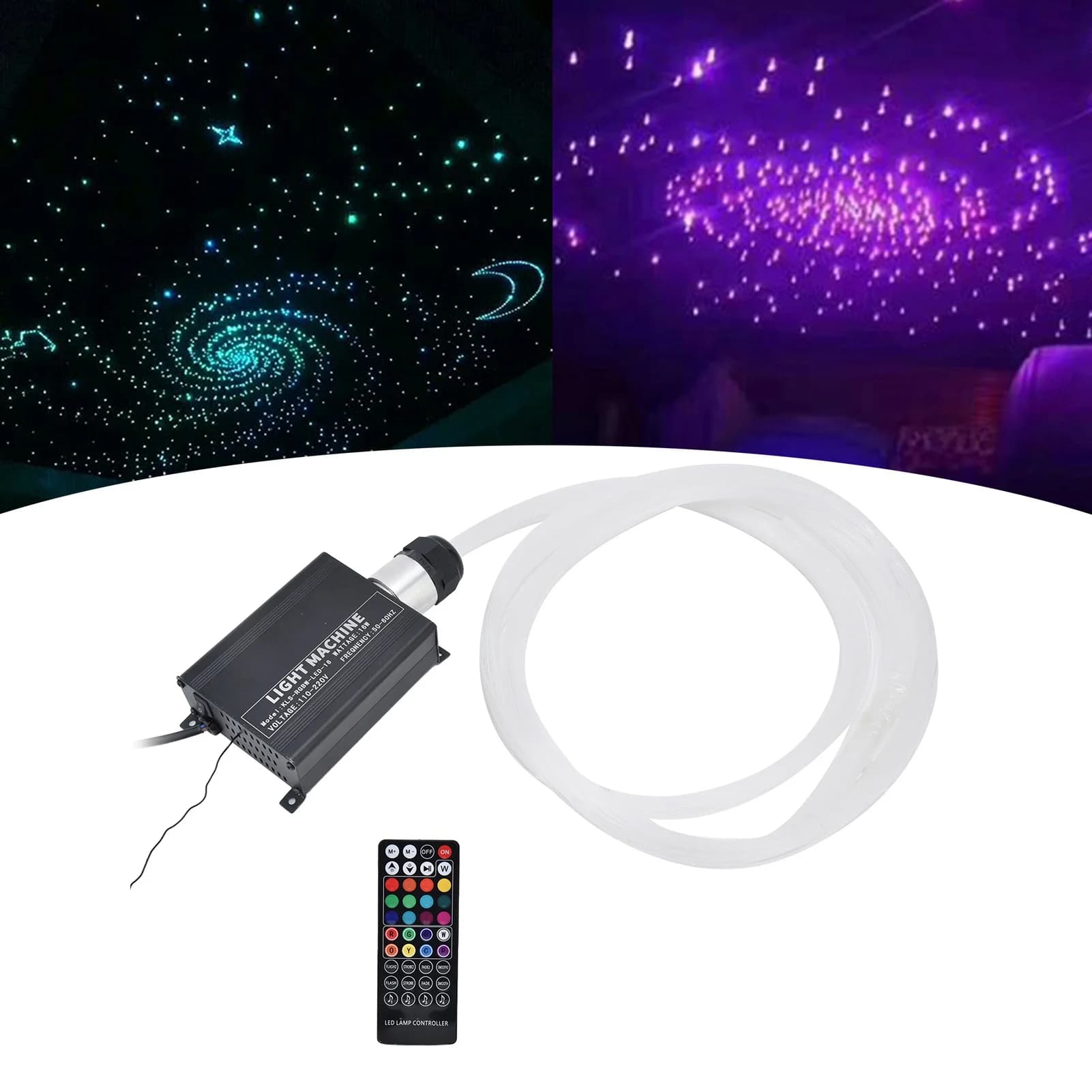 RGBW Luce in fibra ottica Luce notturna stellata Proiettore per atmosfera per auto Usb Galaxy Light Home Lampade decorative per auto Accessori