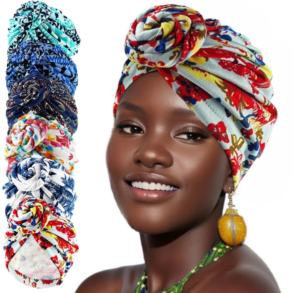 Turbanti per le donne sciarpa di moda con cappuccio avvolgente per la testa delle donne con stampa floreale