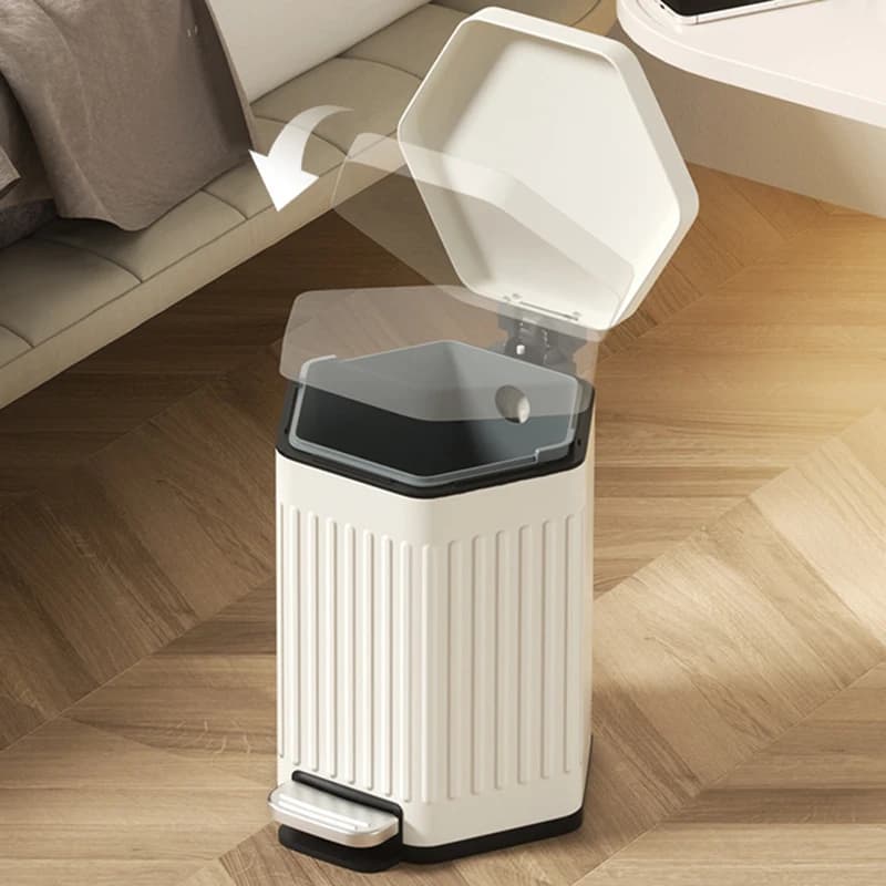 Stainless Steel Trash Bin Kitchen Pedal Trash Can Large Capacity Wastebasket Bedroom Dump Luxury Antiodor Home Garbage Container