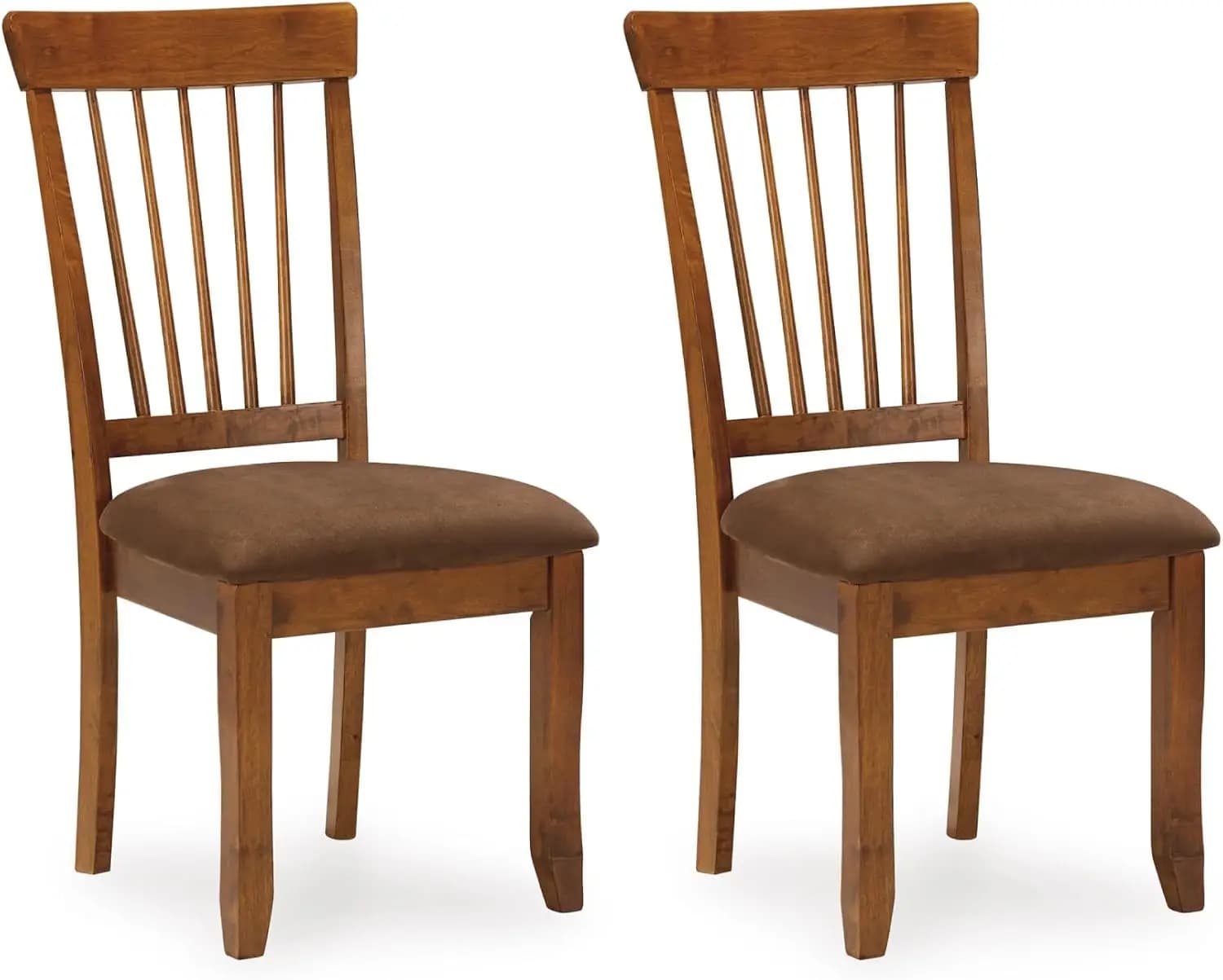 Upholstered Wooden Dining Chairs Set of 2, Classic Spindle Back Kitchen Accent Chairs with Cushioned Microfiber Seat, Antique Rustic Style Farmhouse Chairs for Dining Room and Kitchen, Walnut