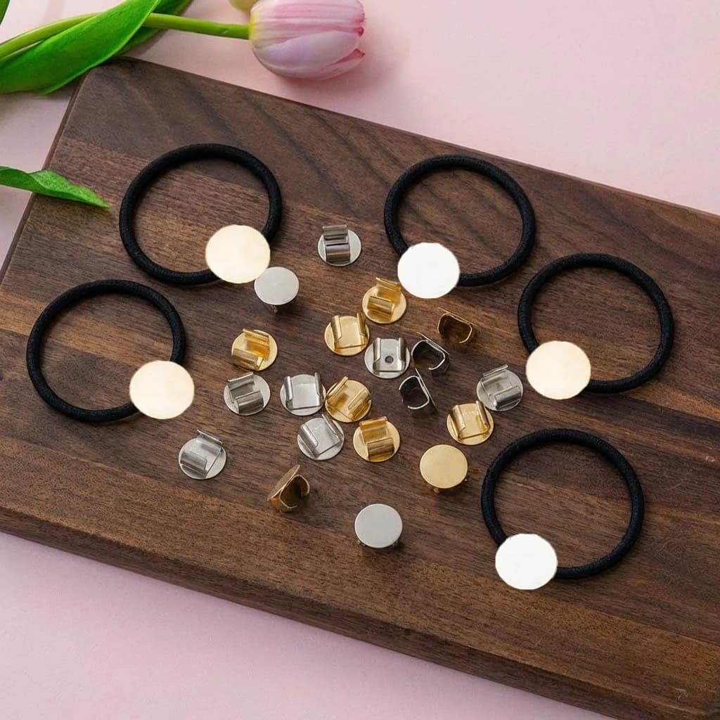 100 Pezzi Base Vuota per Elastici per Capelli con Fibbia per Creazione Fai da Te di Anelli Porta-Capelli, Elastici, Forniture per Gioielli, Ornamenti, Componenti e Artigianato