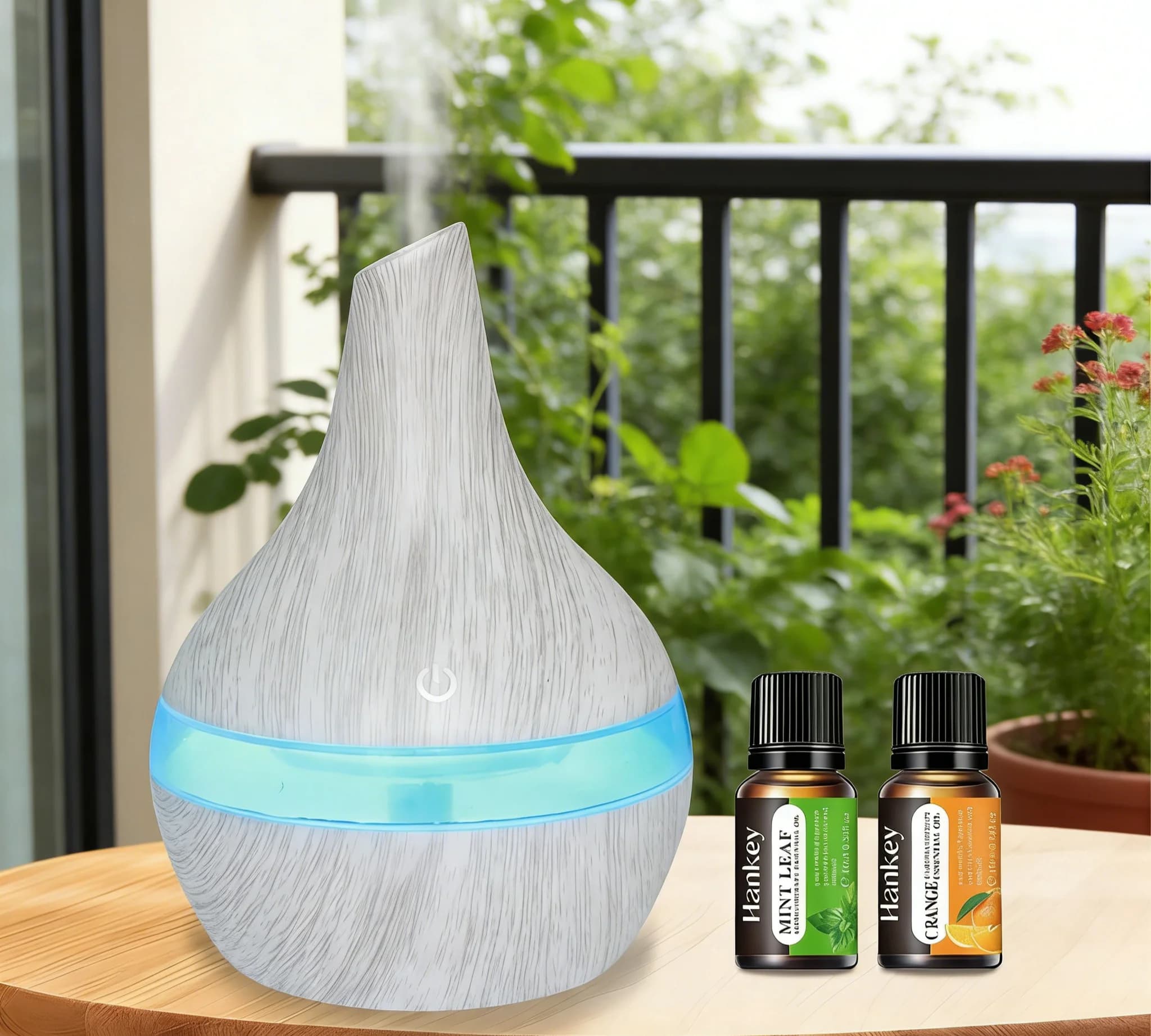 Diffusore di Aromi USB Ultra Silenzioso da 300ml con 2 Oli Essenziali, Spegnimento Automatico per Ufficio, Yoga e Sonno