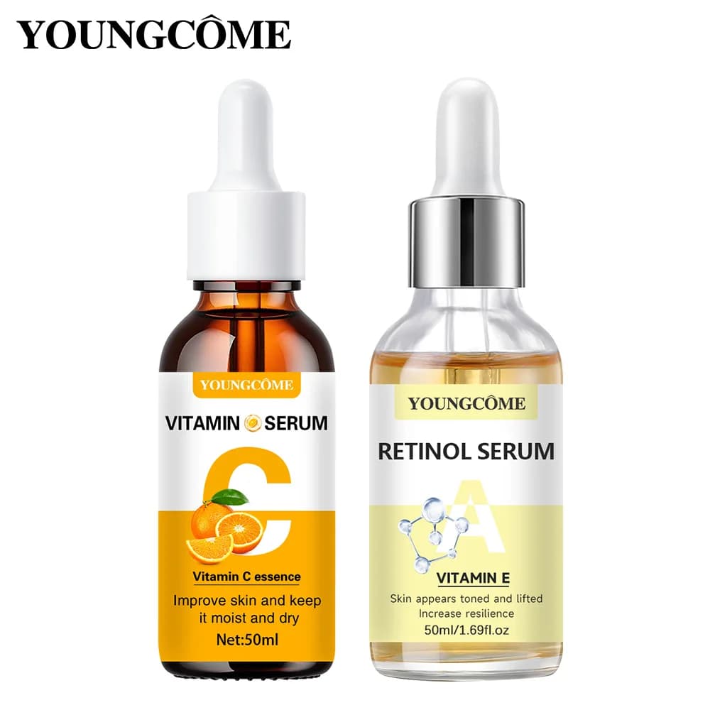 YOUNGCOME 2 pieces of serum forged in vitamin C and VC-rich retinol to keep the skin hydrated and smooth, smooth, thin lines and wrinkles