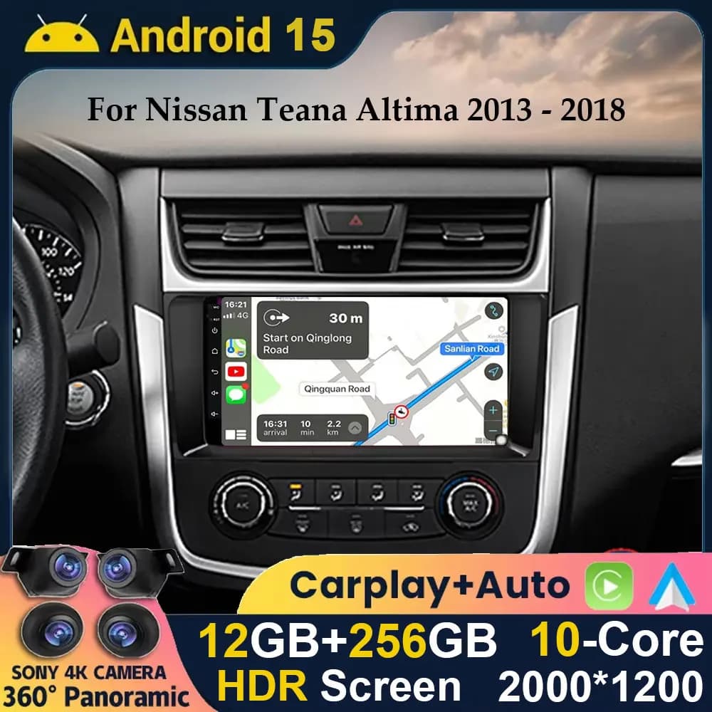 Android 14 per Nissan Teana 3 Altima 5 L33 2013 - 2018 autoradio lettore Video multimediale navigazione GPS Wireless Auto Carplay