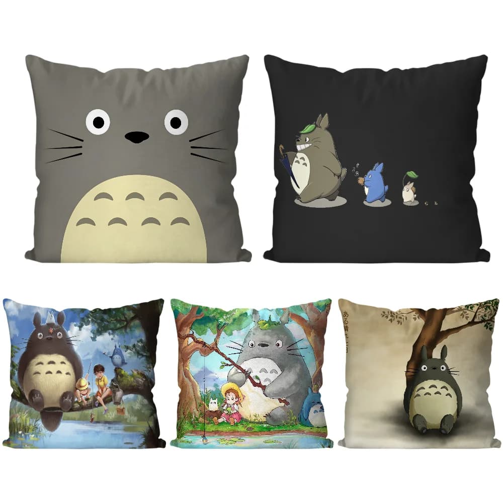 1pc Cartoon T-Totoro Federa Cuscino Quadrato Camera Da Letto Divano Per Il Tempo Libero Comfort Cuscino Auto Soggiorno Decorazioni Per La Casa 40X40