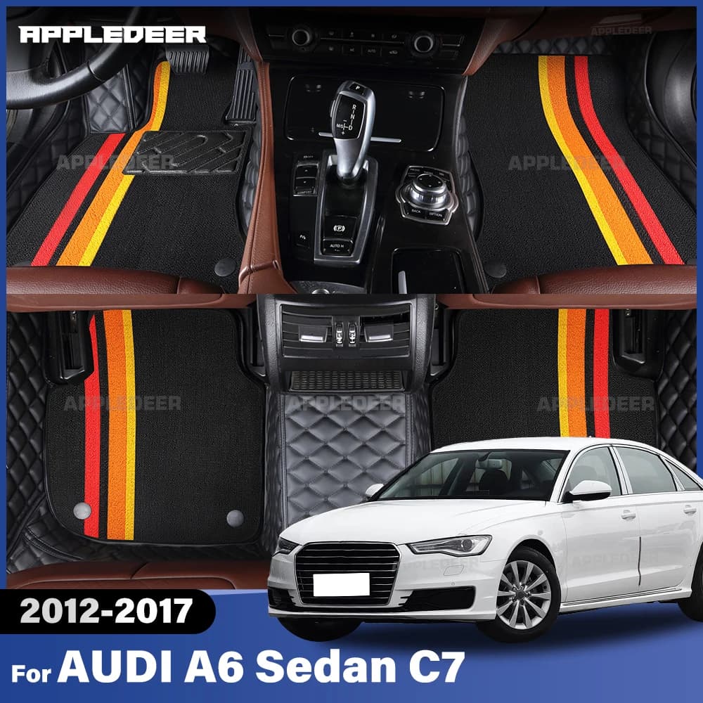 Per AUDI A6 Berlina C7 2012-2017 Doppio Strato Tappetini Auto Personalizzato Auto Tappeto Copertura Accessori Interni