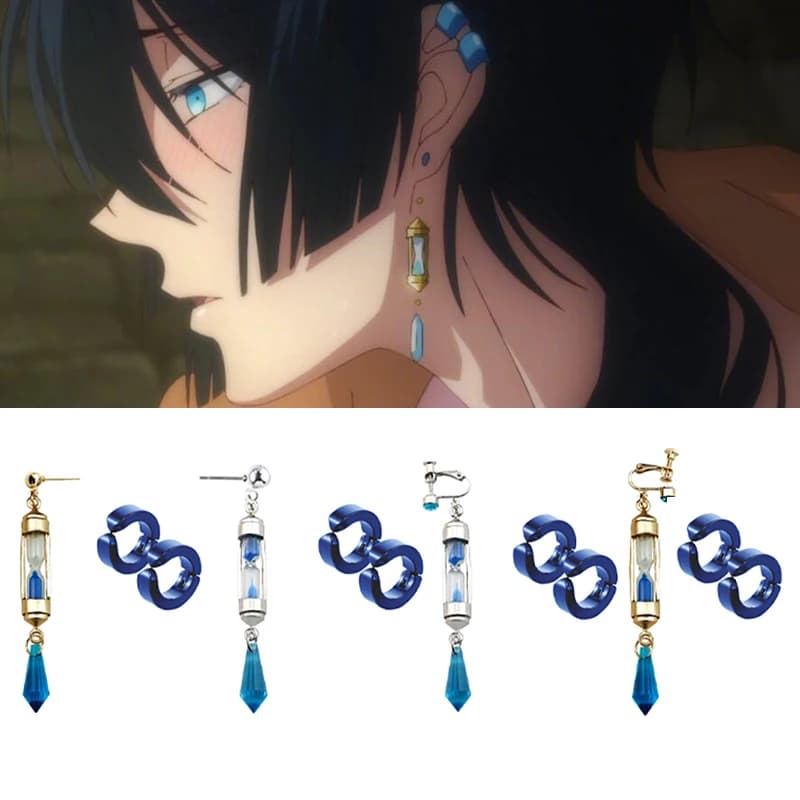 Anime Vanitas orecchini The Case Study of Vanitas No Karte puntelli orecchini a clessidra Ear Cuff gioielli Cosplay orecchini a bottone regali