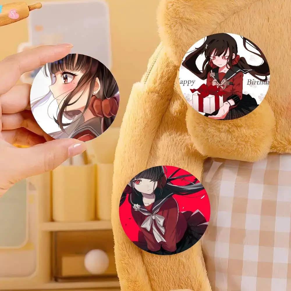 Spille smaltate rotonde in stile cartone animato Harukawa Maki Anime D-Danganronpa per decorazione zaino e accessori