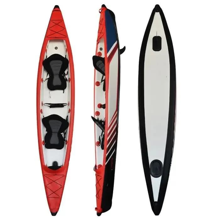 Kayak gonfiabile ad alta pressione per pesca in mare, lago o oceano, con sedile e pagaia.