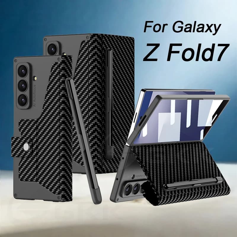 Custodia pieghevole in pelle smerigliata per Samsung Galaxy Z Fold 7 6 Custodia con supporto per penna stilo Cover in vetro per schermo per Galaxy Z Fold7