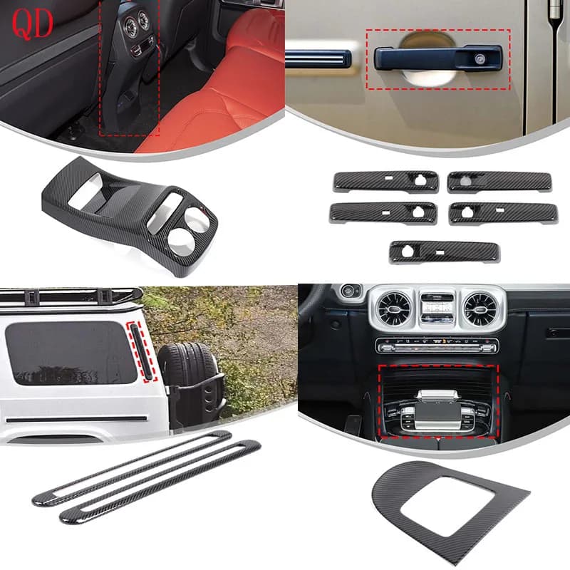 Kit di protezione per auto ABS in fibra di carbonio per Mercedes-Benz Classe G W465 2025 + Adesivo decorativo per pannello di controllo centrale del cruscotto dell'auto