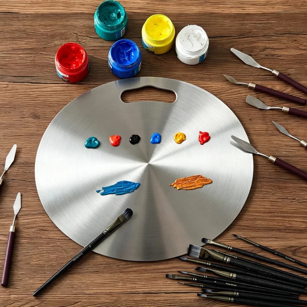 20cm Stainless Steel Paint Palette Mixing Tray For Watercolor Acrylic Paint Portable Artist Palette Professional Art Paint Tool