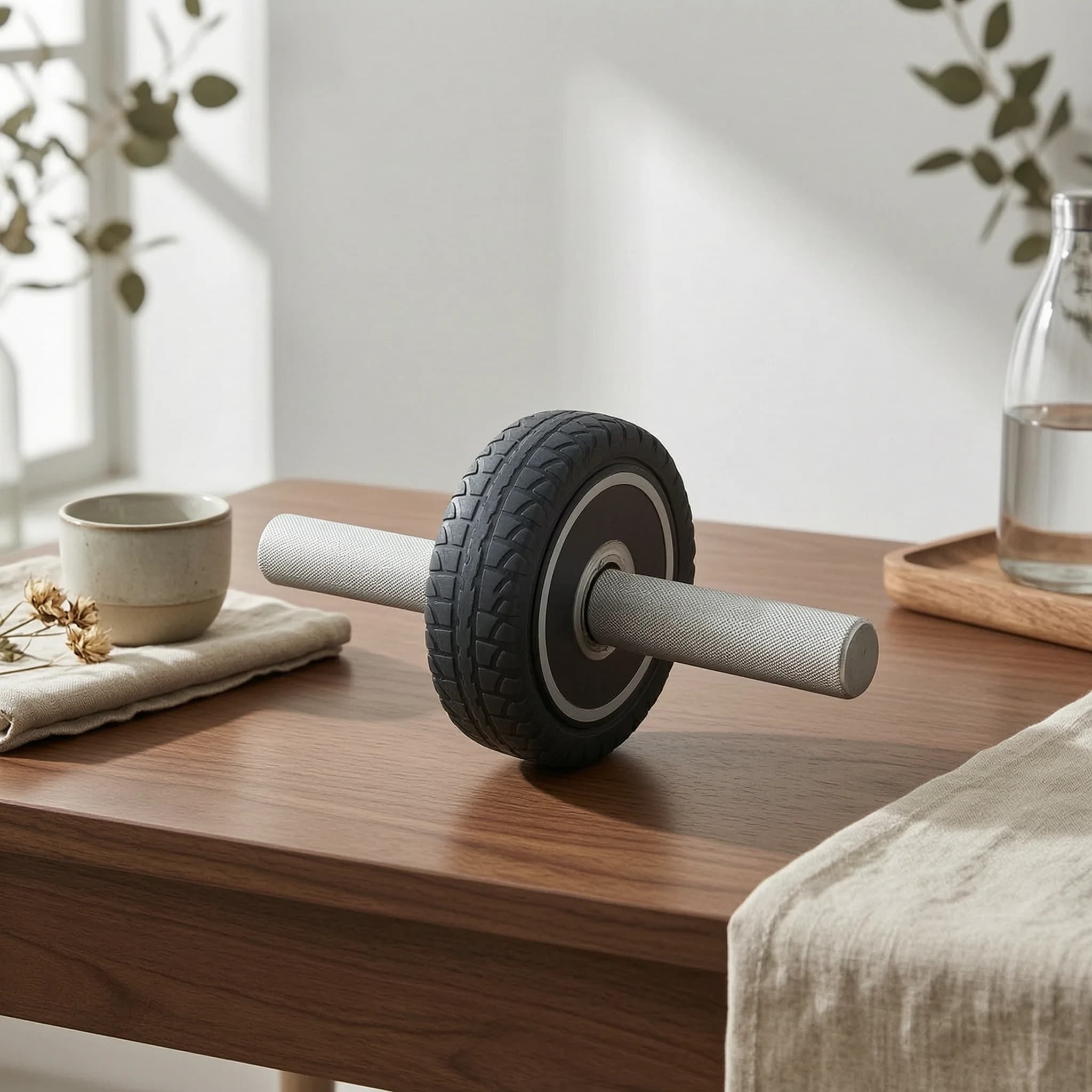 Ab Wheel Portable Ab Roller Wheel Fitness Equipment Long-Lasting Steel Shaft Ergonomic Handles for Home Gym