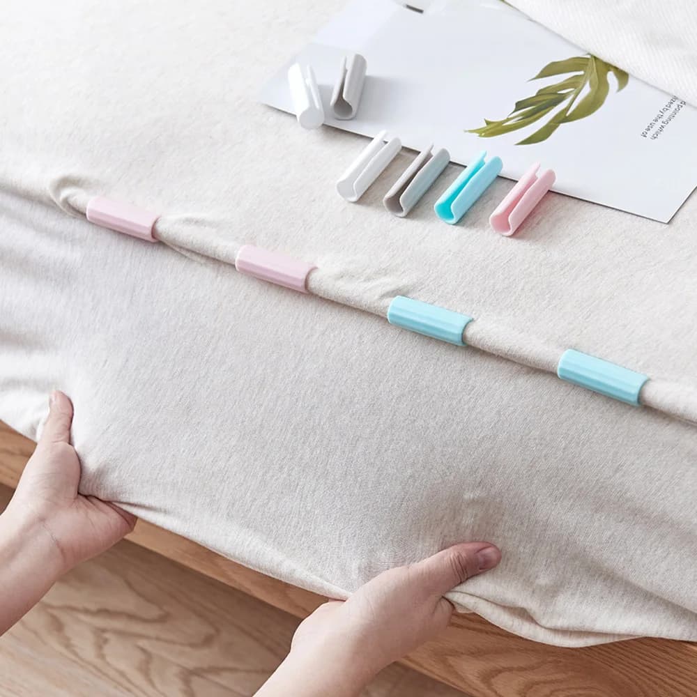 12Pcs/Set Colorful Bed Sheet Clips Anti-slip Clamp Quilt Bed Clipper Cover Grippers Home Sheet Fasteners Mattress Holder Parts