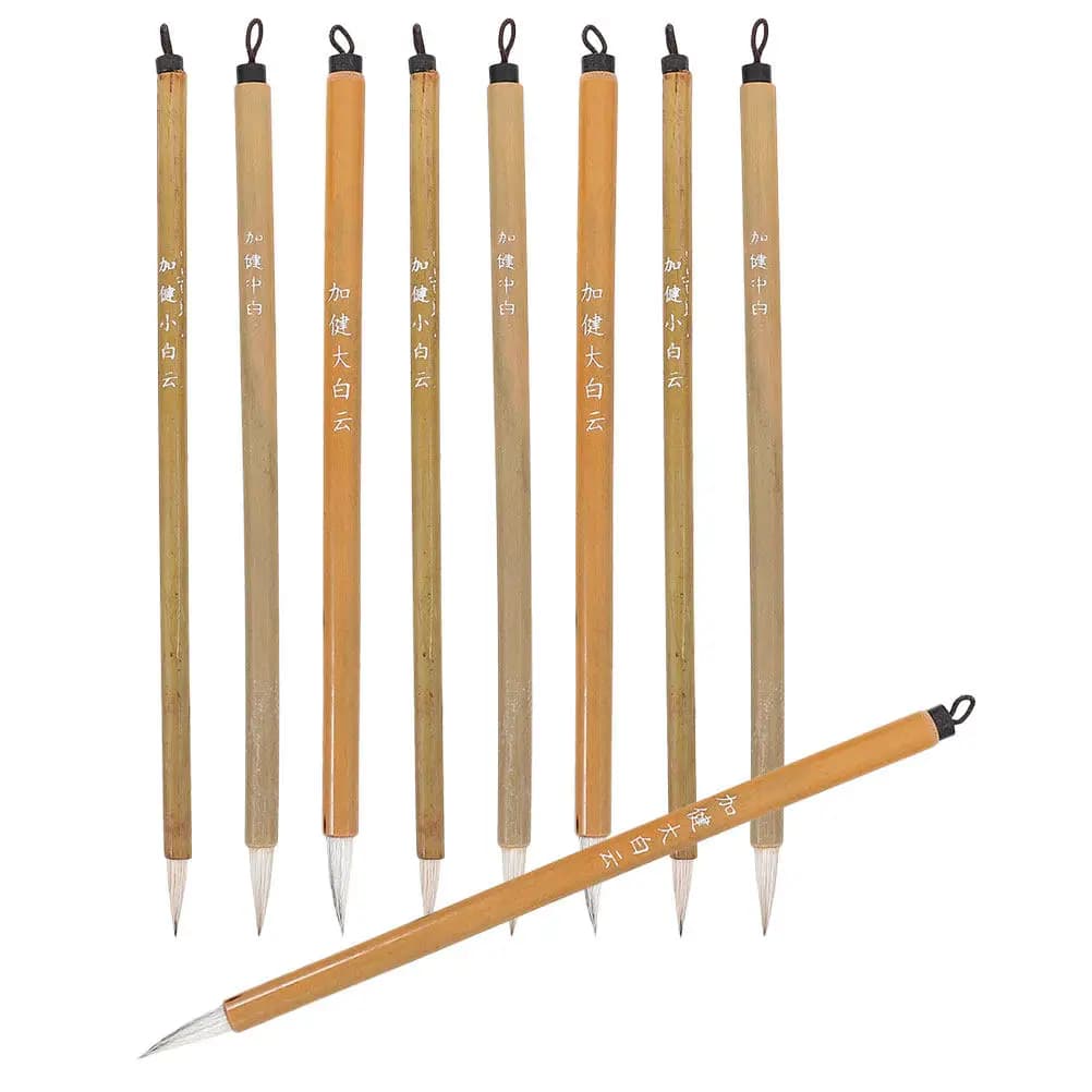 9Pcs Traditional Chinese Calligraphy Brushes Wooden Set for Beginners Writing Painting Drawing Ink Art Supplies