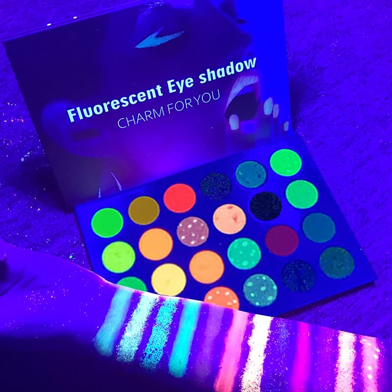 Palette Ombretti Fluorescenti 24 Colori - Kit Trucco Occhi Scintillante per Look da Club e Serate, Illuminanti a Lunga Durata