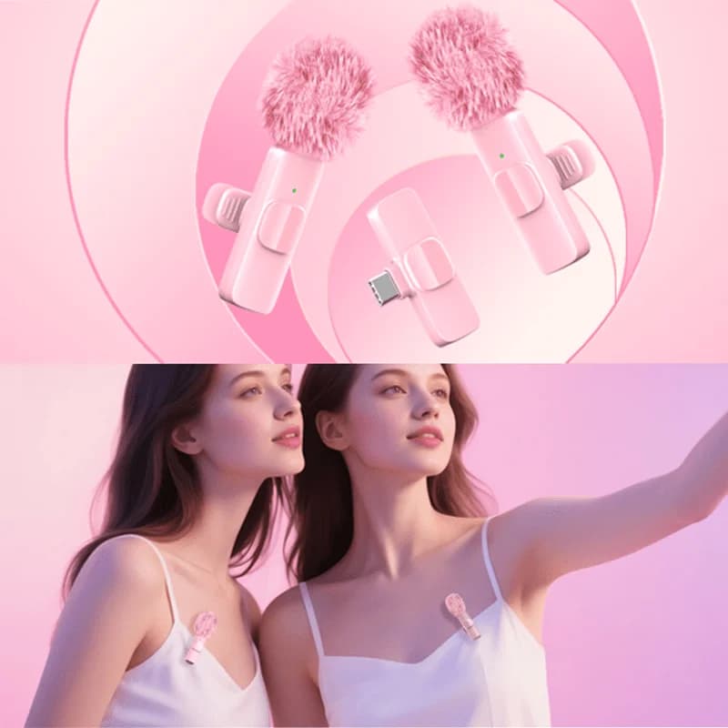 Microphone Lavalier Wireless Mini USB-C with Reduction of Noise for iPhone iPad Android Record Video Interviews