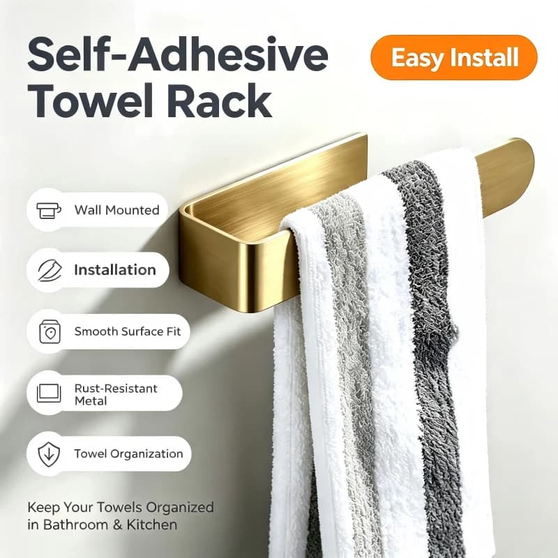 Stainless Steel Wall Mounted Towel Bar Rack - Durable Hand Towel Holder for Bathroom and Kitchen Storage Organization