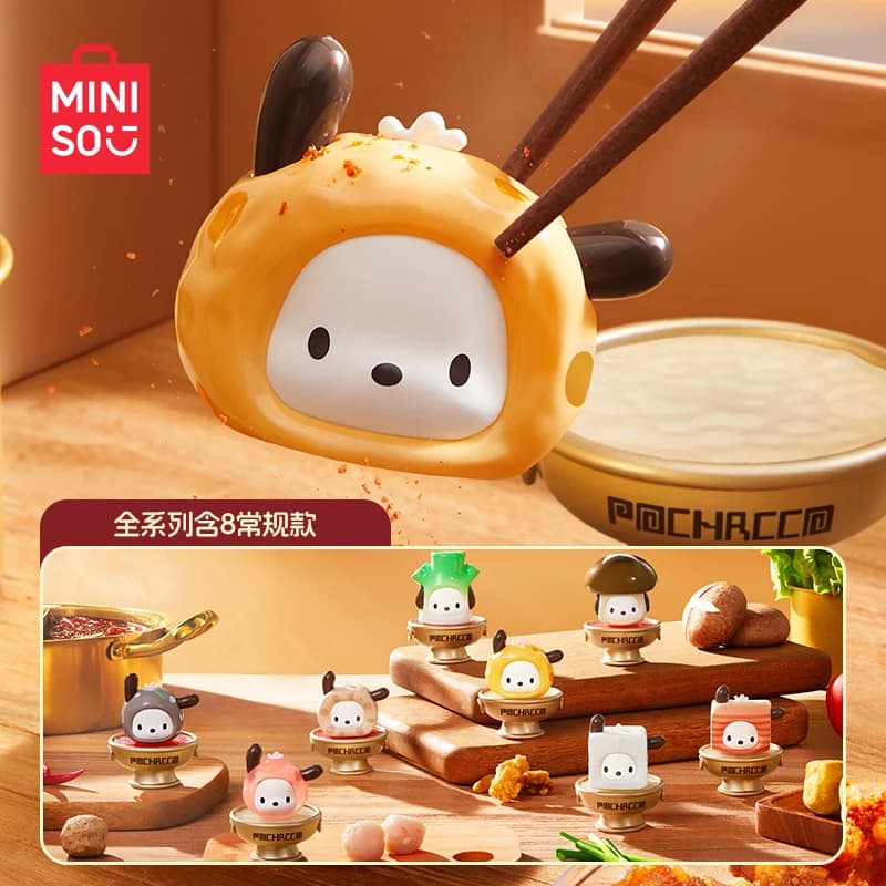 Genuino Sanrio Pochacco Hotpot Serie di feste Mini scatola cieca Giocattoli Simpatiche figurine Pochacoo Ornamenti da tavolo per regali di festa per ragazze