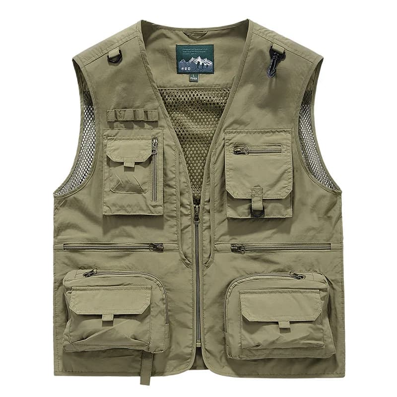 Gilet da Pesca Multitasche da Uomo, Traspirante in Rete, Asciugatura Rapida, per Fotografia Outdoor, Escursionismo, Viaggi, Gilet Tattico con Tasche con Cerniera