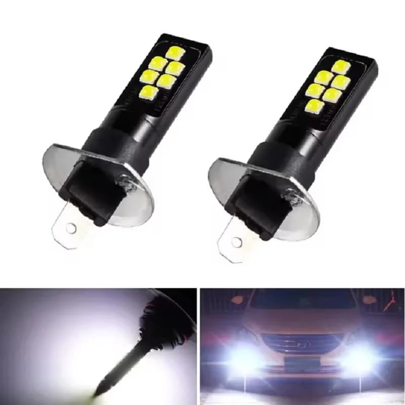 2pcs H1 H3 Fog Lamp Bulbs DEL LED Car Headlight 4800LM Auto Front Driving Running Light 12V 24V 40W 3000K 6000K