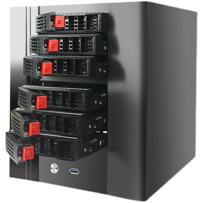 6‑Bay Hot‑swap NAS Chassis, ITX Compatible, USB3.0 Interface, Home Network Storage Server Case