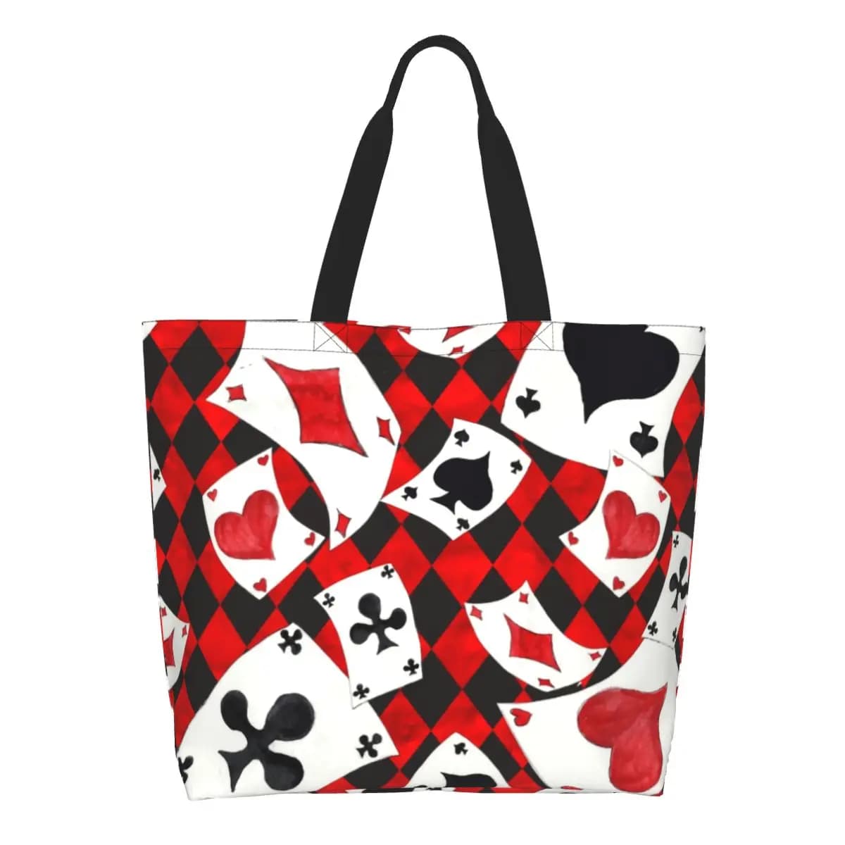 Carte da gioco da poker Modello Generi alimentari Borsa per la spesa Borse a tracolla in tela Shopper Grande borsa da gioco portatile per carte da gioco