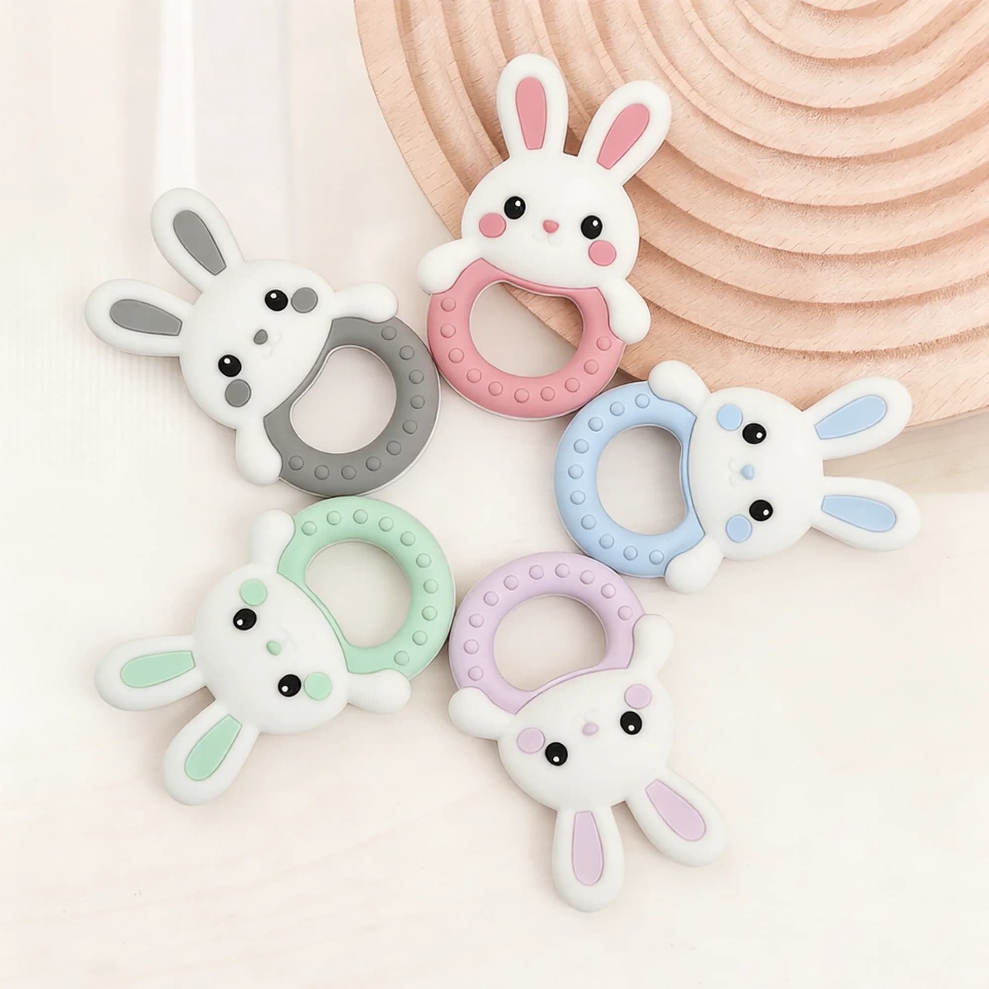 1 pz bambino massaggiagengive giocattolo in silicone ciuccio catena che fa cartone animato coniglio allattamento dentizione regali molare da masticare accessori neonato giocattolo