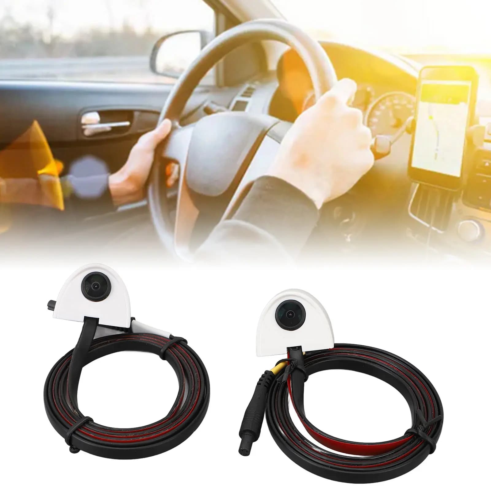 Telecamera per punto cieco per auto, assistenza per visione notturna, montaggio a nastro resistente all'acqua, telecamera per vista lato sinistro destro per sistema di sorveglianza per auto