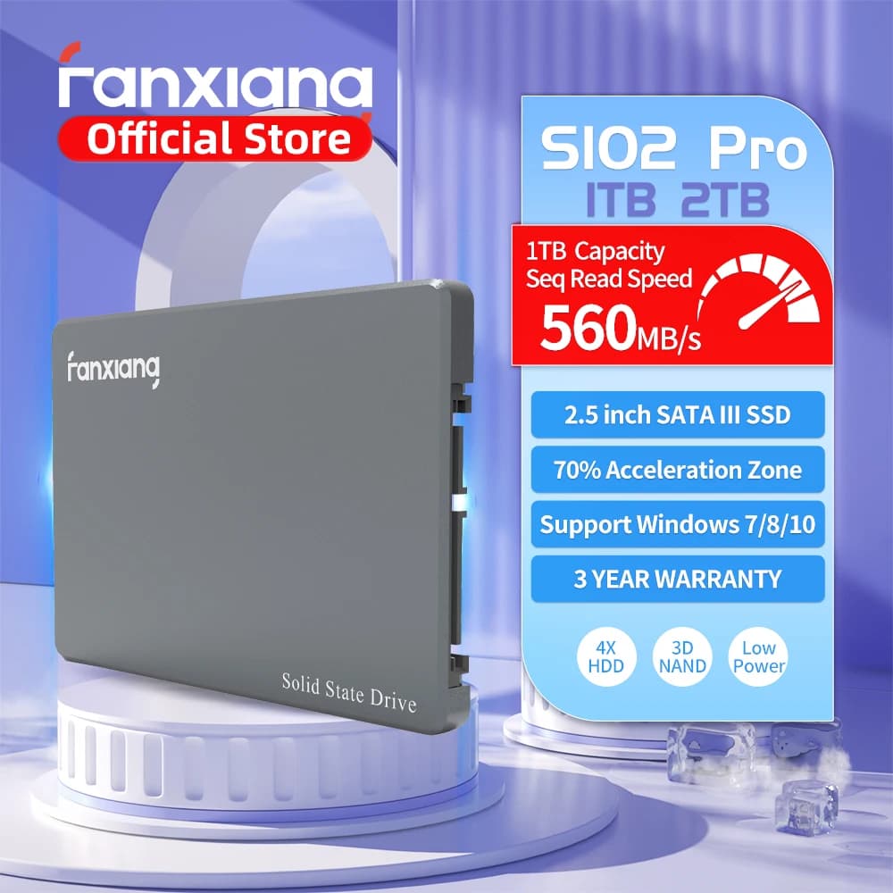 Fanxiang S102 Pro SSD SATA da 2,5 pollici, velocità migliorata del 70%, unità disco rigido da 500GB, 1TB, 2TB, fino a 560MB/s, unità a stato solido interna per PC e laptop